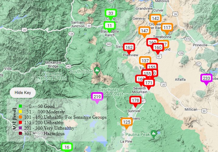 This air quality map can be found on the KTVZ Local Alert Weather page