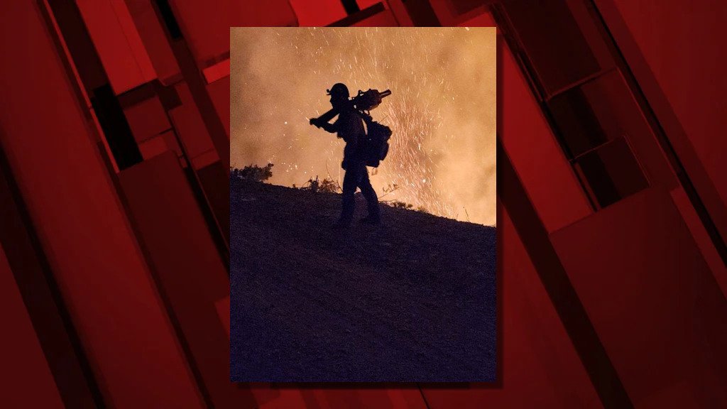 Firefighter working on the Flat Fire in SW Oregon