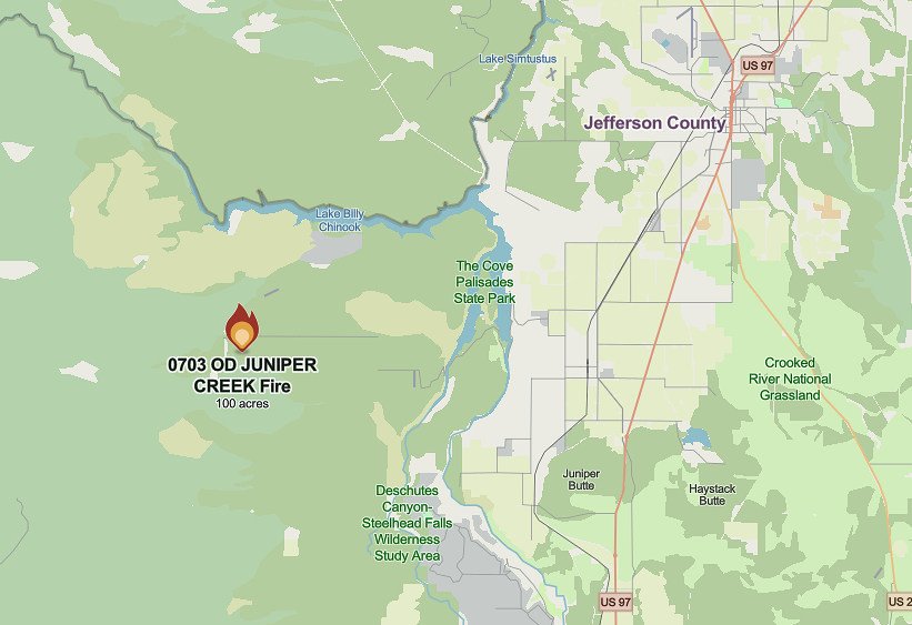Juniper Creek Fire Watch Duty map 820