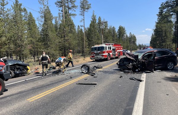 Three people were taken to the hospital after head-on crash Wednesday at La Pine intersection