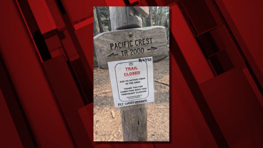 Pacific Crest Trail closure Petes Lake Fire COFMS 828