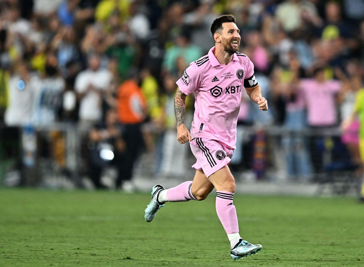 <i>Chandan Khanna/AFP/Getty Images</i><br/>Inter Miami's Argentine forward #10 Lionel Messi celebrates after winning the Leagues Cup final football match against Nashville SC at Geodis Park in Nashville