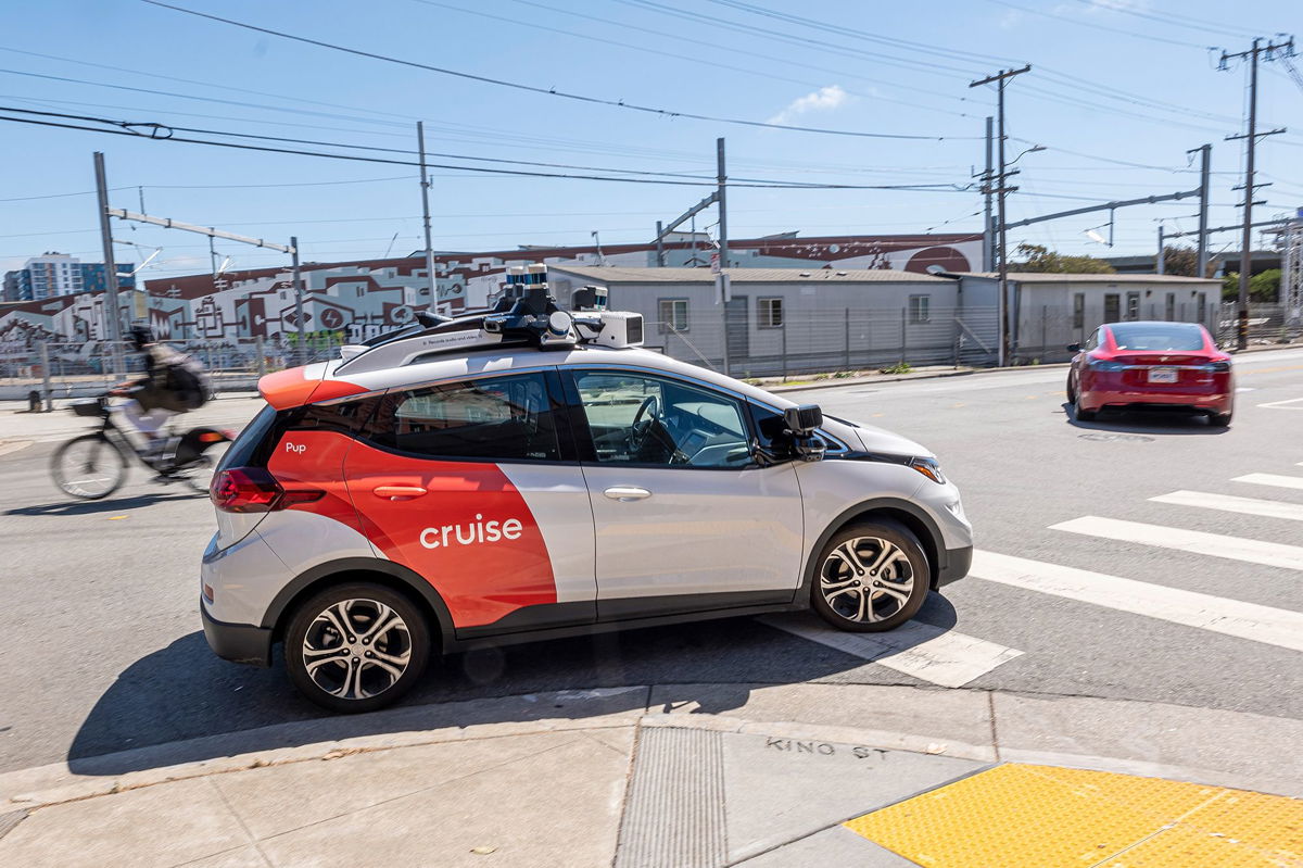 <i>David Paul Morris/Bloomberg/Getty Images</i><br/>A Cruise autonomous taxi is seen here in San Francisco