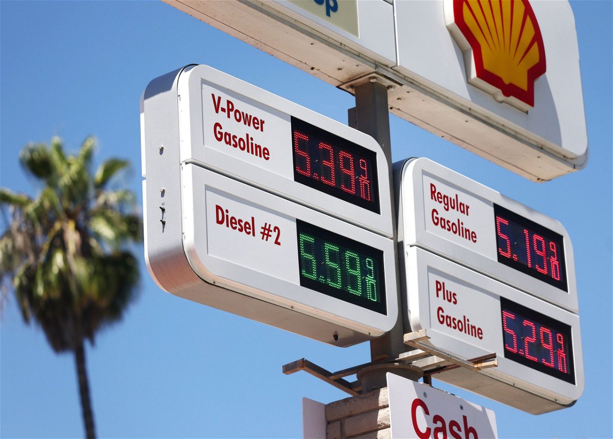 <i>Mario Tama/Getty Images</i><br/>Gasoline prices are displayed at a Shell station ahead of the Labor Day weekend on August 28 in West Hollywood