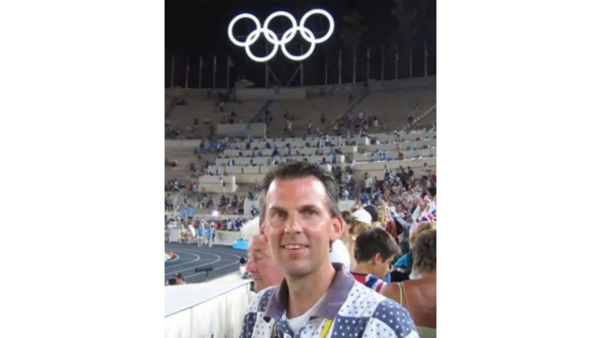 <i>Courtesy Jeff Kolkmann</i><br/>Kolkmann at the Panathinaikos Stadium during the Athens 2004 Summer Olympics.