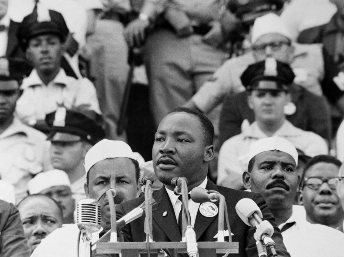 <i>Bettmann Archive/Getty Images</i><br/>American Religious and Civil Rights leader Dr Martin Luther King Jr (1929 - 1968) gives his 