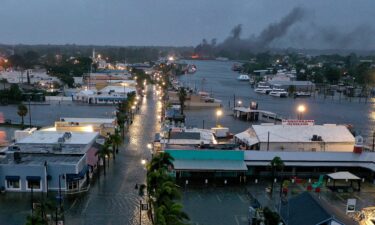 Floodwater innundates downtown Tarpon Springs