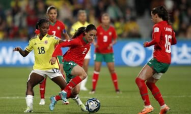 Colombia's midfielder Manuela Vanegas celebrates scoring her team's second goal against Germany at Sydney Stadium on July 30.