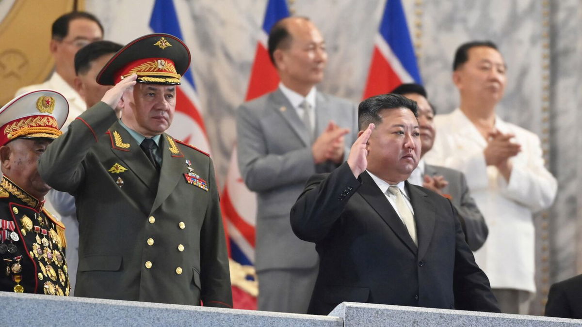 <i>KCNA/Reuters/FILE</i><br/>North Korean leader Kim Jong Un and Russian Defense Minister Sergei Shoigu attend a military parade in Pyongyang on July 27.