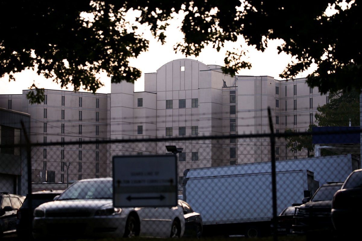 <i>Austin Steele/CNN</i><br/>A detainee was killed and at least two others injured in a mass stabbing at the Fulton County Jail on August 31. The Fulton County Jail is seen here in Atlanta on August 24.