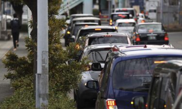 Japan drunk driving campaign gets motorists tipsy before putting them behind the wheel. Pictured are cars in Fukuoka City