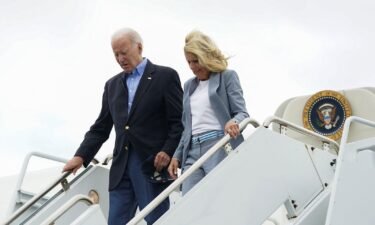 U.S. President Joe Biden and first lady Jill Biden arrive at Kahului Airport