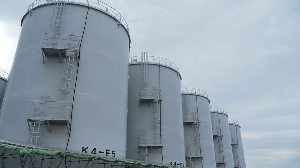 <i>Daniel Campisi/CNN</i><br/>Treated radioactive wastewater is seen here stored in towering tanks in Fukushima