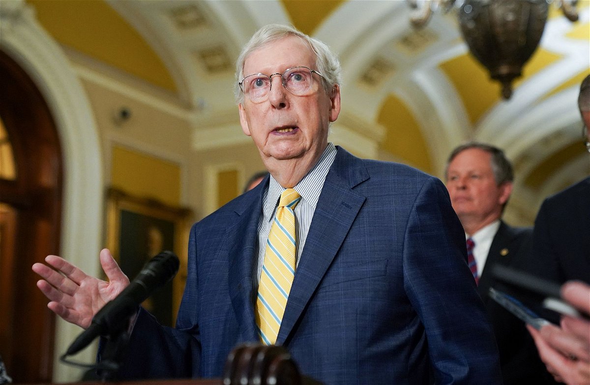 <i>Kevin Lamarque/Reuters</i><br/>Senate Republican leader Mitch McConnell speaks to reporters at athe US Capitol in Washington on June 13. McConnell moved behind the scenes to reassure his allies and donors he can do his job after he froze for the second time in as many months in public.