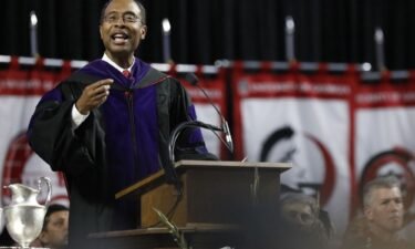 Judge Steve Jones gives the commencement address at the University of Georgia's fall commencement in Athens