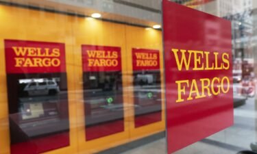 A Wells Fargo office in New York displays its logos at its ATM in January of 2021.