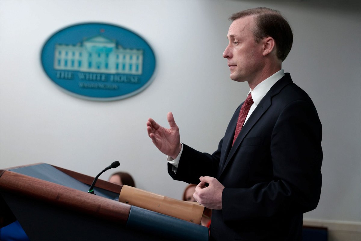 <i>Anna Moneymaker/Getty Images</i><br/>National Security Advisor Jake Sullivan speaks during the the daily White House press briefing on February 11