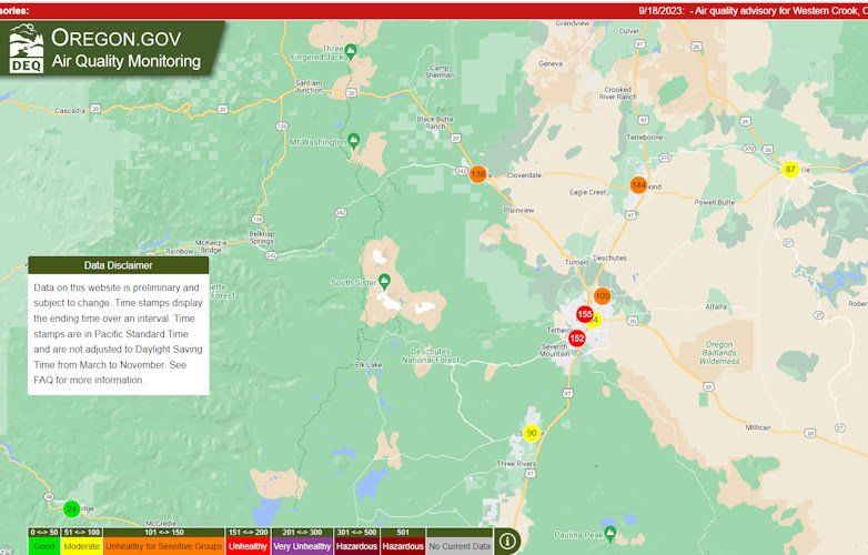 Air quality around High Desert on Monday ranged from Moderate to Unhealthy