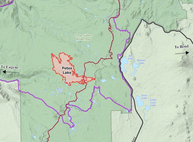 Map of the Petes Lake Fire as of Wednesday, Sept. 27