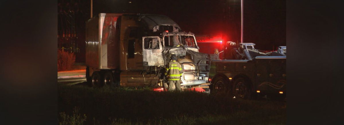 <i>WKOW</i><br/>The driver of a semi had to make a narrow escape after the vehicle caught fire.