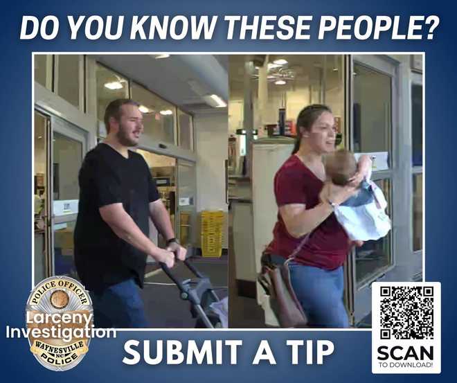 <i>Waynesville Police Department/WALA</i><br/>Pictured couple is accused of stealing from a North Carolina Best Buy.