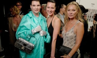 Linda Evangelista with Shalom Harlow and Kate Moss at a Fendi show in New York last September