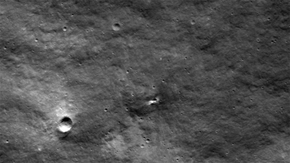 <i>NASA's Goddard Space Flight Center/Arizona State University</i><br/>NASA's Lunar Reconnaissance Orbiter captured an image of a fresh lunar crater