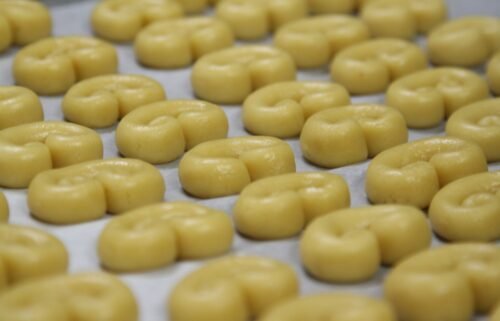 Dessert from El Riojano Pastry Shop ready to go into the oven in Madrid