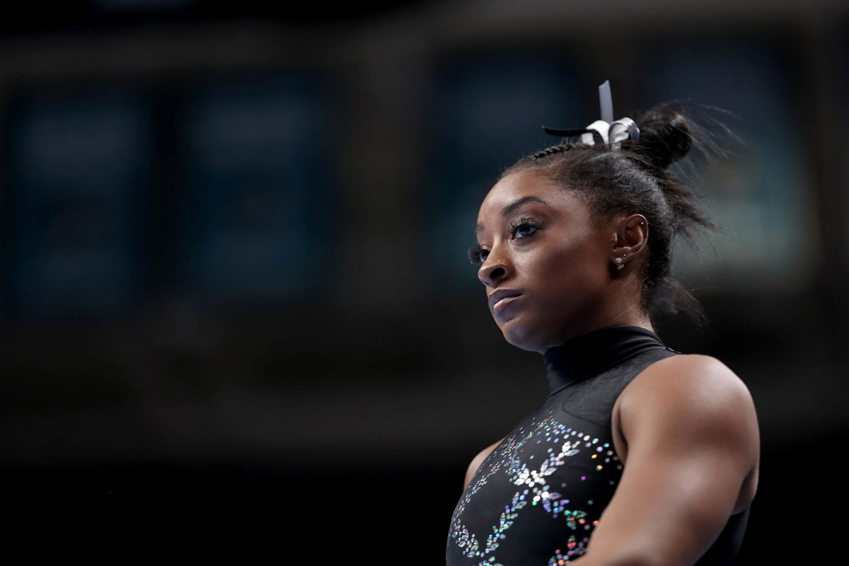 <i>Ezra Shaw/Getty Images/File</i><br/>Simone Biles warms up ahead of day four of the US Gymnastics Championships in San Jose