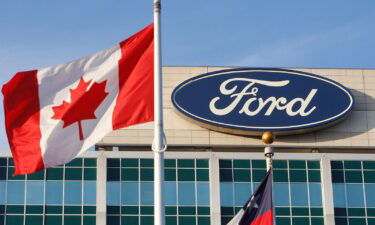 The Ford logo is seen on the automaker's headquarters in October 2009 in Dearborn