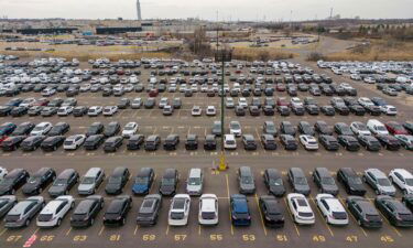 Recently manufactured vehicles are parked awaiting shipment near Ford's Oakville Assembly Plant in Oakville