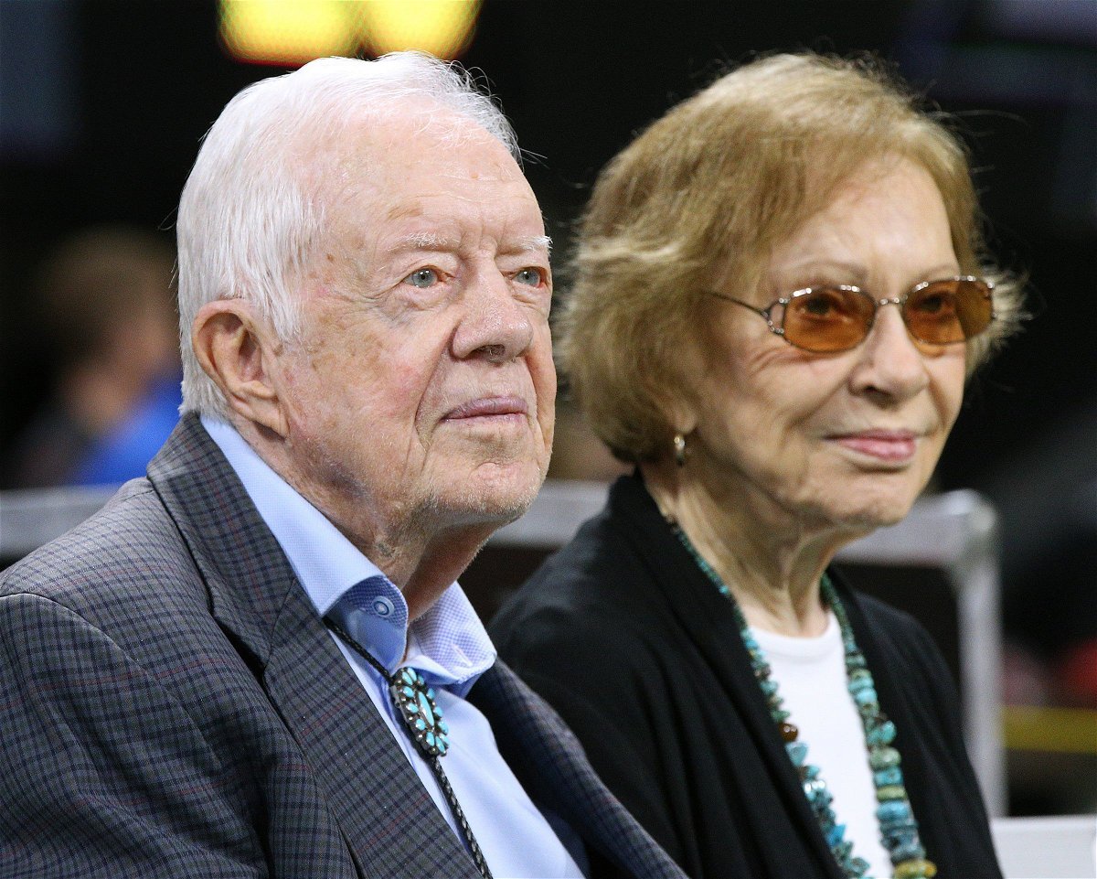 <i>Curtis Compton/TNS/ZUMA Press</i><br/>Former President Jimmy Carter and first lady Rosalynn Carter attend an NFL game between the Atlanta Falcons and Cincinnati Bengals on September 30