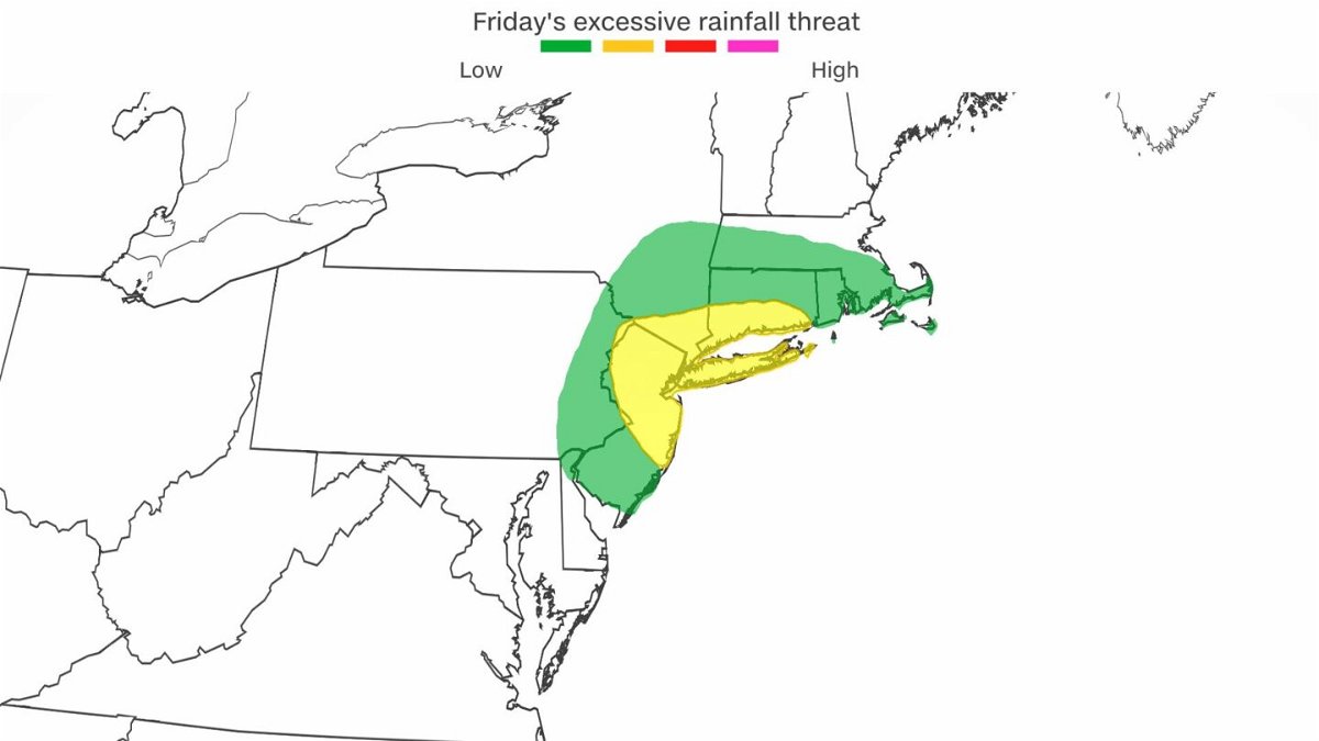 <i>CNN Weather</i><br/>There is a growing risk for flash flooding for millions in the Northeast Friday