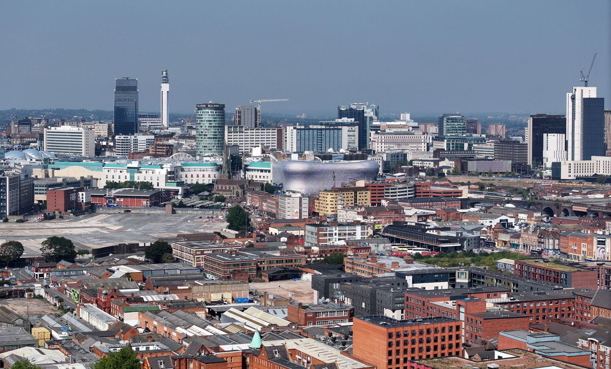 <i>Christopher Furlong/Getty Images</i><br/>An aerial view of the Birmingham cityscape after the city council declared its financial challenges on September 6 in Birmingham