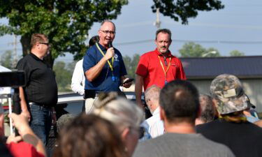 United Auto Workers Union President Shawn Fain speaks to members of Local 862 in Louisville