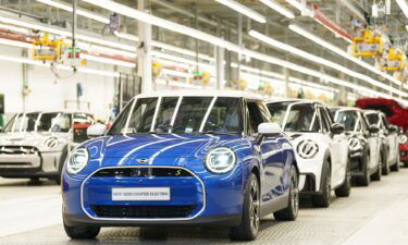 BMW Minis on the production line at the BMW Mini plant at Cowley in Oxford
