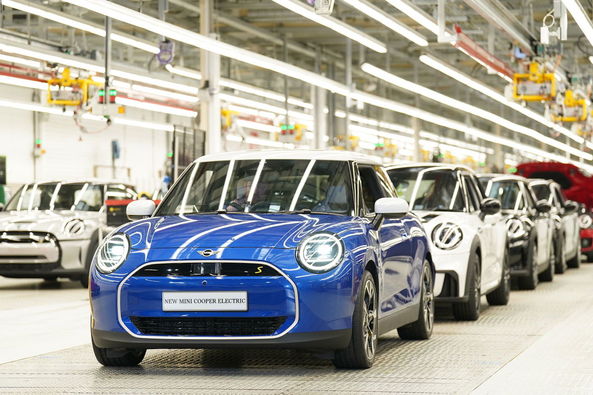 <i>Joe Giddens/PA Images/Getty Images</i><br/>BMW Minis on the production line at the BMW Mini plant at Cowley in Oxford