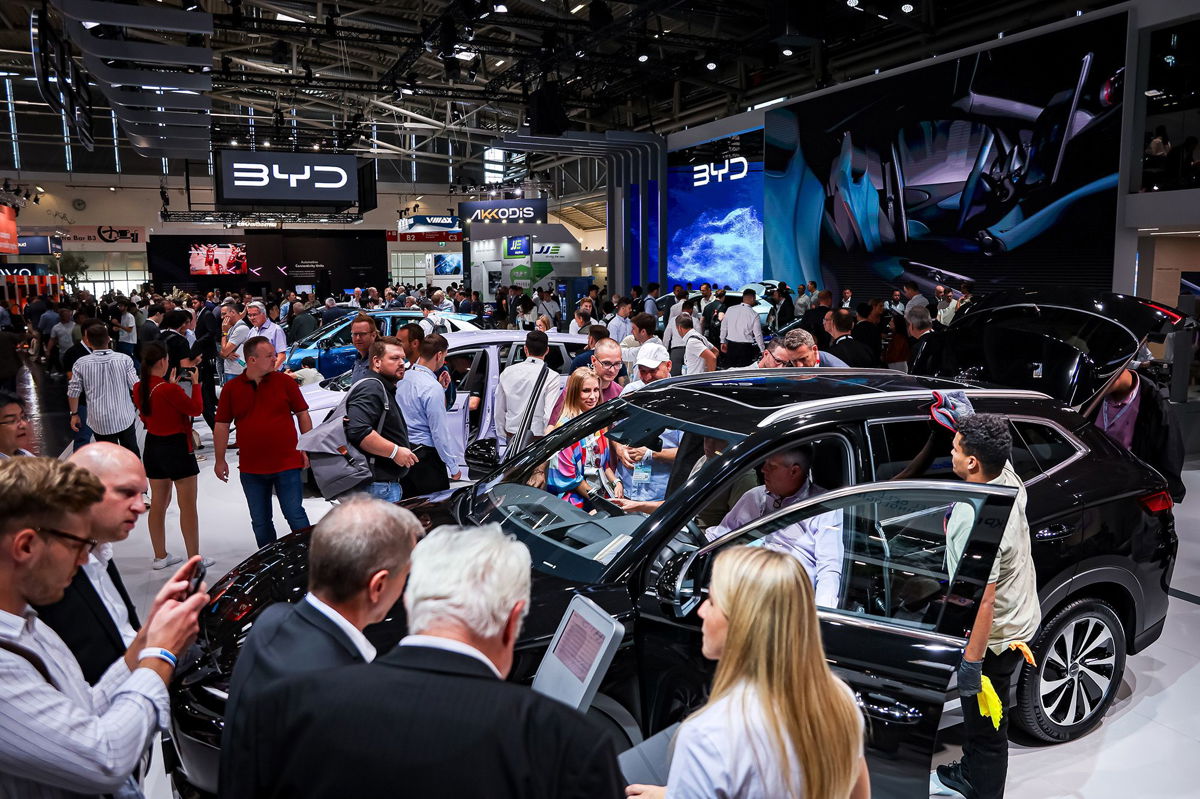 <i>Leonhard Simon/Getty Images</i><br/>A Cyberster electric car by MG is seen here at the IAA Mobility show on September 6.