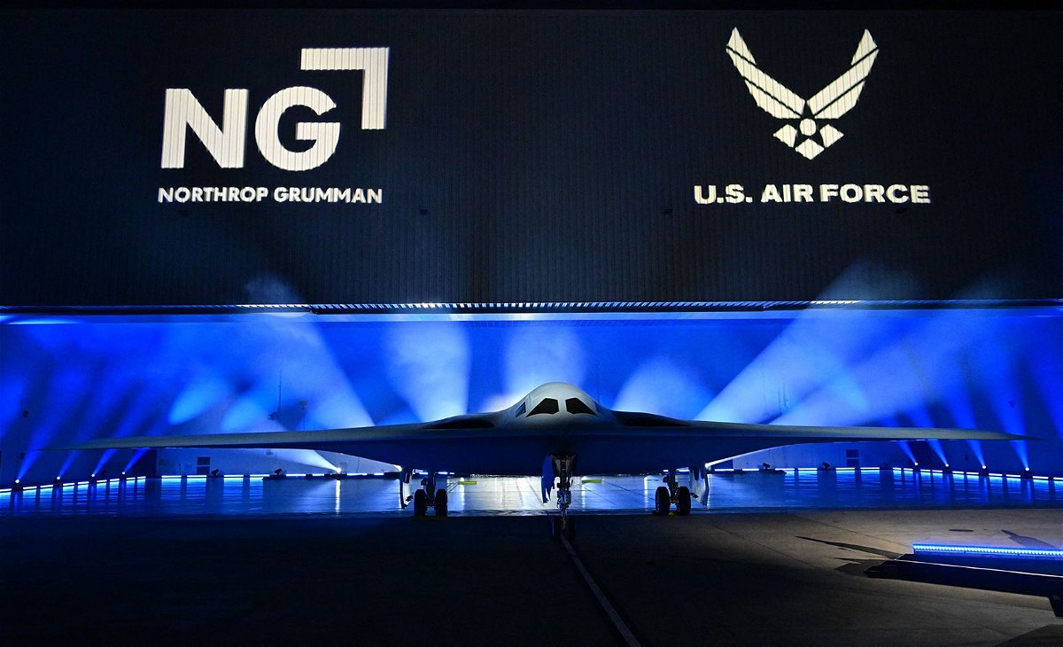 <i>Frederic J. Brown/AFP/Getty Images/File</i><br/>The B-21 Raider is unveiled during a ceremony at Northrop Grumman's Air Force Plant 42 in Palmdale