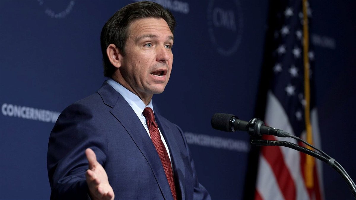 <i>Alex Wong/Getty Images North America/Getty Images</i><br/>Republican U.S. presidential candidate and Florida Gov. Ron DeSantis addresses the Concerned Women for America Legislative Action Committee (CWALAC) on September 15 in Washington