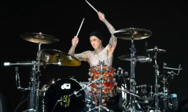 Travis Barker of Blink-182 performing at the Coachella Music and Arts Festival on April 24.