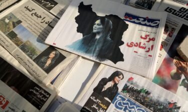 A view of Iranian newspapers with headlines of the death of 22 years old Mahsa Amini who died after being arrested by morality police allegedly not complying with strict dress code in Tehran