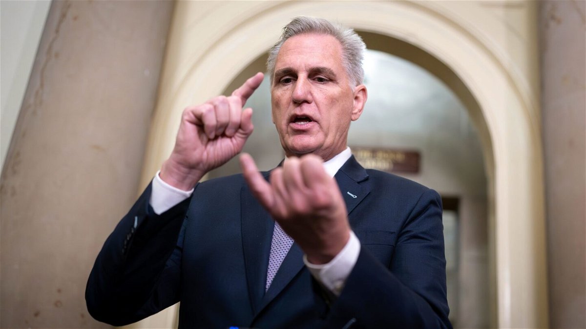 <i>J. Scott Applewhite/AP</i><br/>House Speaker Kevin McCarthy talks to reporters at the Capitol in Washington