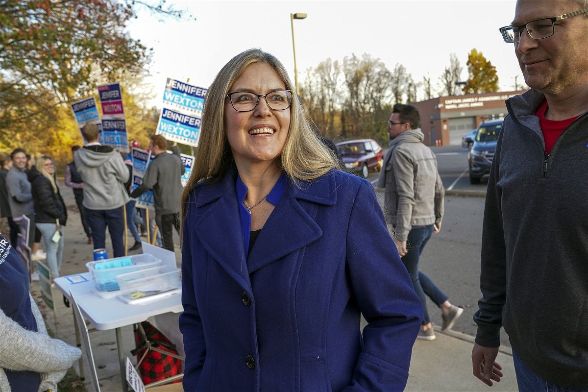 <i>Jahi Chikwendiu/The Washington Post/Getty Images</i><br/>Democratic Rep. Jennifer Wexton of Virginia prepares to cast her ballot at Loudoun County High School on November 8