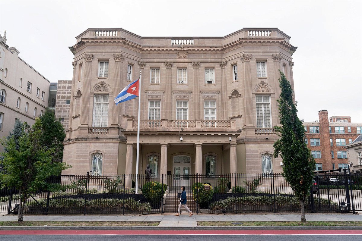 <i>Jose Luis Magana/AP</i><br/>The Cuban Embassy is seen in Washington on September 25.