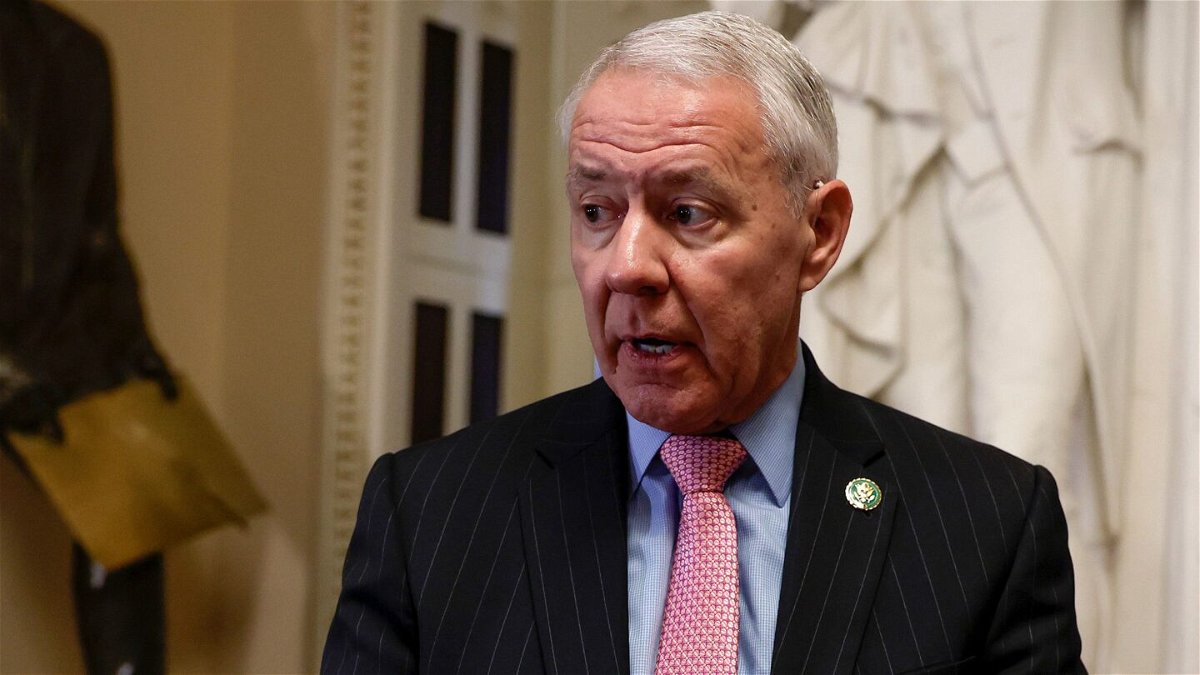 <i>Anna Moneymaker/Getty Images</i><br/>Rep. Ken Buck speaks to reporters outside the House Chambers in the Capitol Building on May 31 in Washington