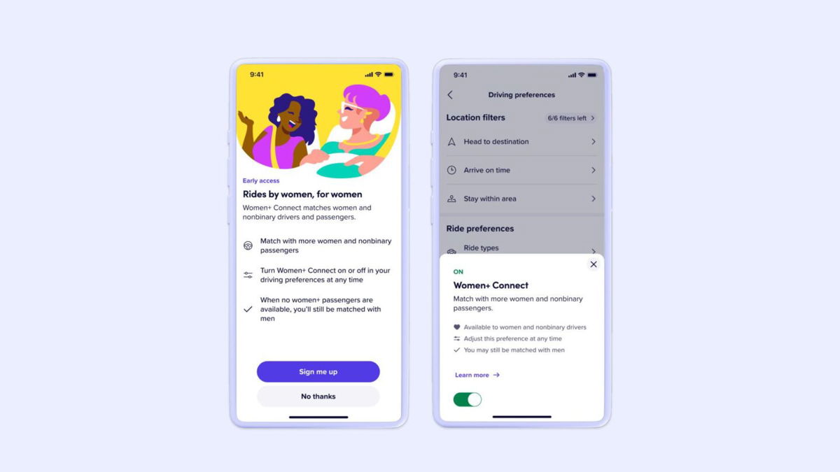 <i>From Lyft</i><br/>Lyft launched a new feature that matches women and non-binary drivers with drivers of the same gender.