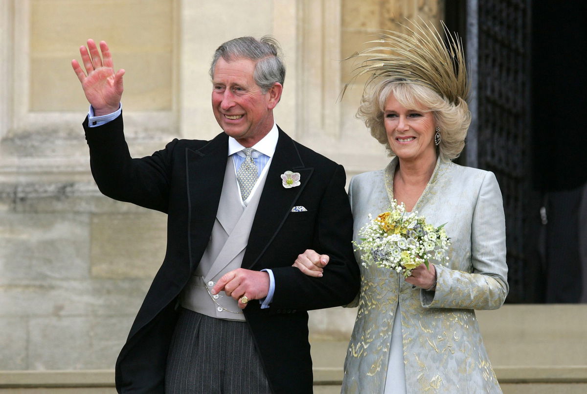 <i>Toby Melville/Reuters</i><br/>King Charles and Queen Consort outside of St. George's Chapel at Windsor Castle following their civil ceremony in 2005.
