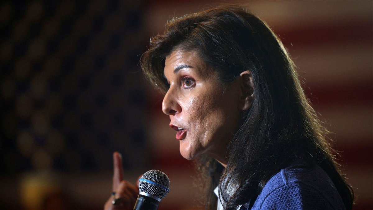 <i>Brian Snyder/Reuters</i><br/>Republican presidential candidate Nikki Haley speaks at a campaign event in Hampton