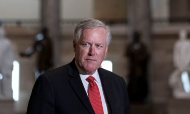 Then-White House chief of staff Mark Meadows speaks to the press in Statuary Hall at the Capitol on August 22